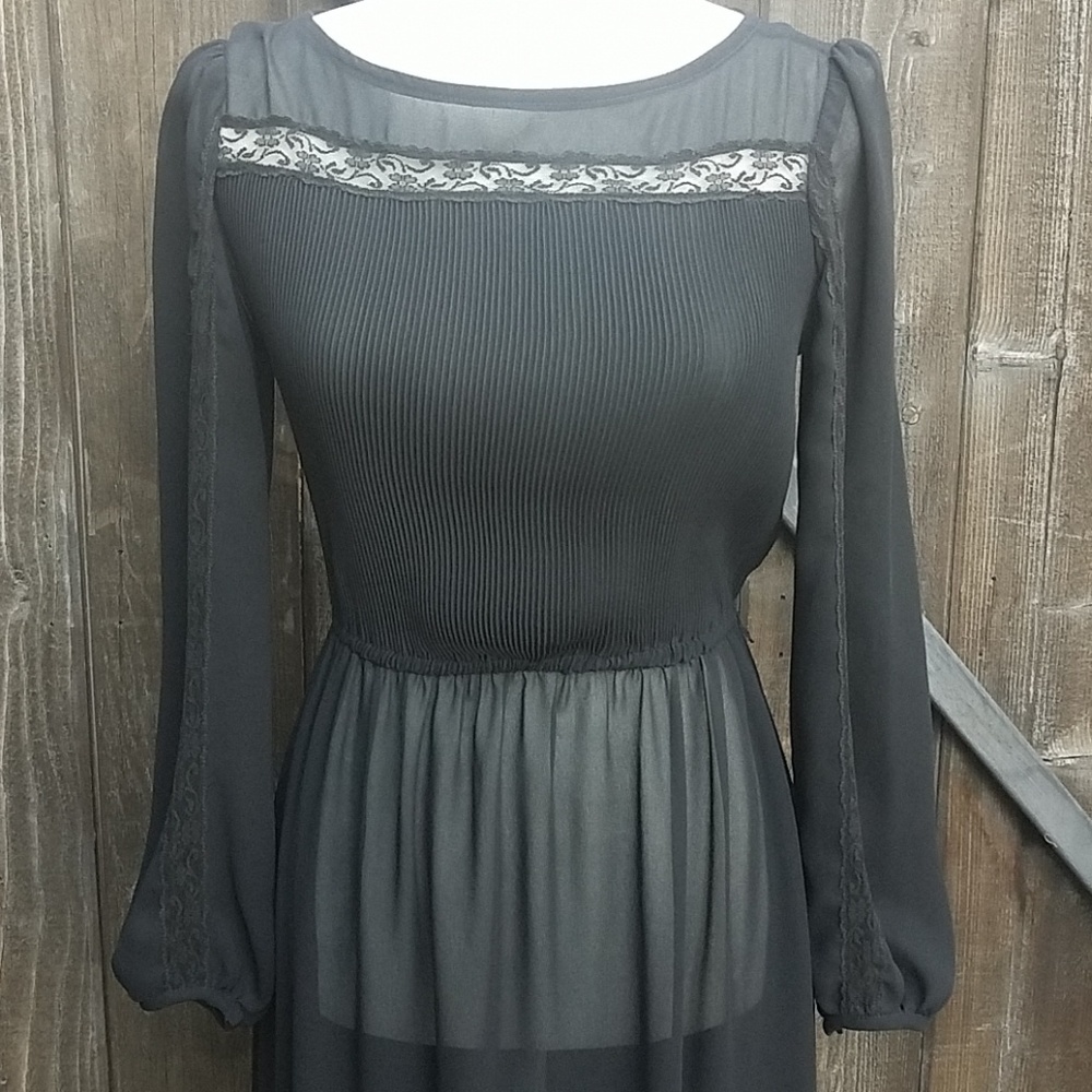 Vintage Black Sheer Midi Dress Size S